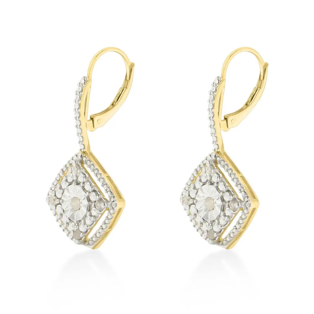 Sterling Silver Rose Diamond Dangle Earring (0.25 cttw, I-J Color, I2-I3 Clarity) - Bijoux-NYC Direct