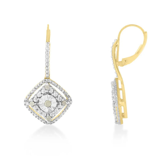 Sterling Silver Rose Diamond Dangle Earring (0.25 cttw, I-J Color, I2-I3 Clarity) - Bijoux-NYC Direct