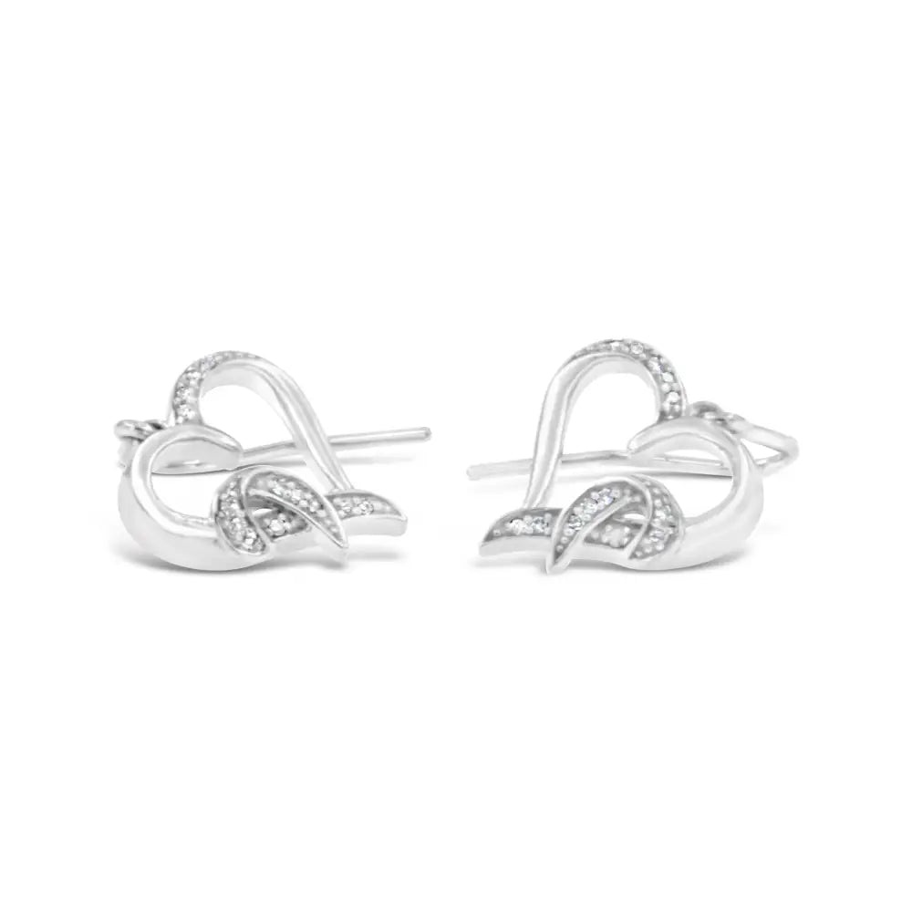 Sterling silver round cut diamond heart pave dangle earrings 0.09 cttw bijoux-nyc direct