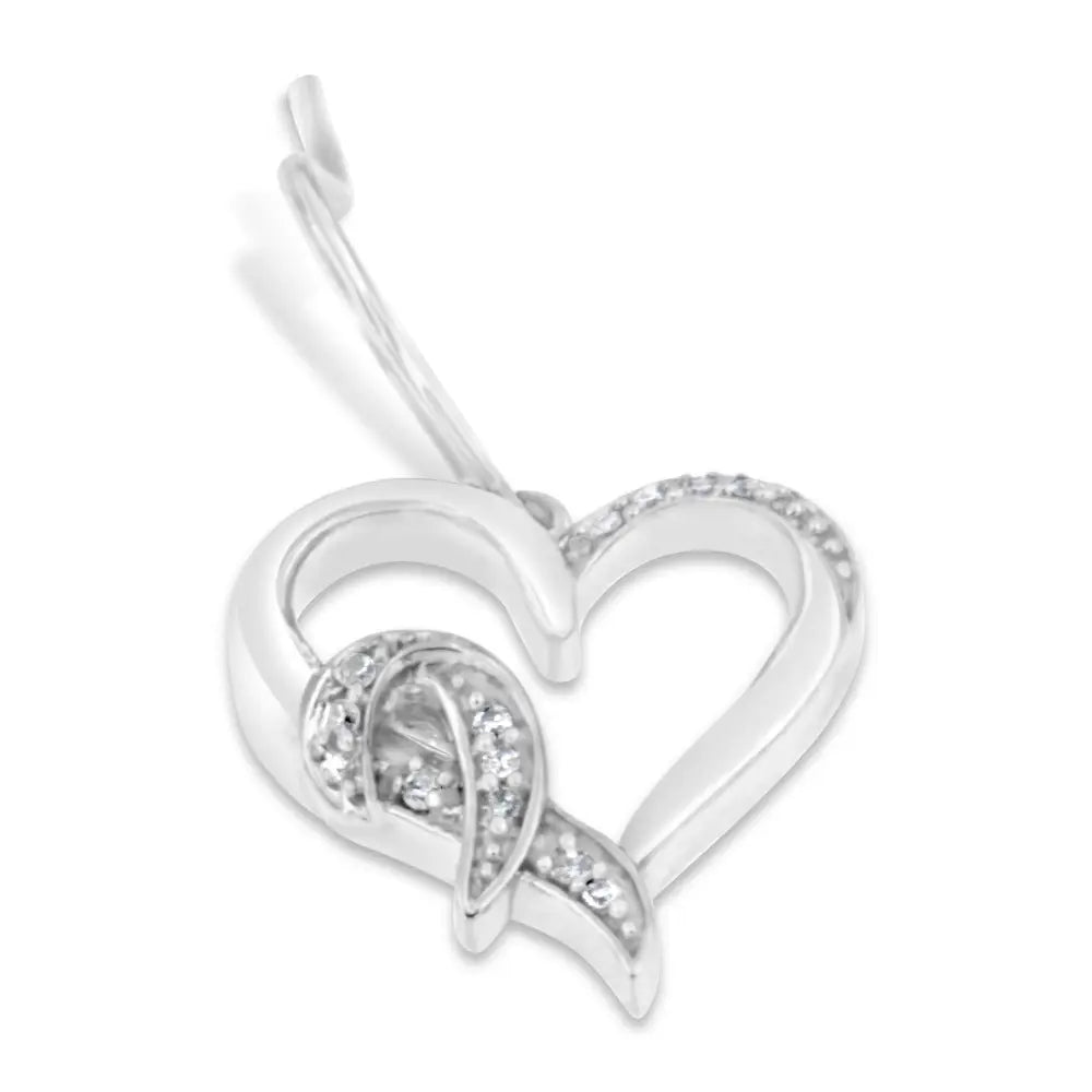 Sterling silver round cut diamond heart pave dangle earrings 0.09 cttw bijoux-nyc direct