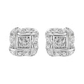 Sterling silver 0.04 cttw round diamond square stud earrings bijoux-nyc direct
