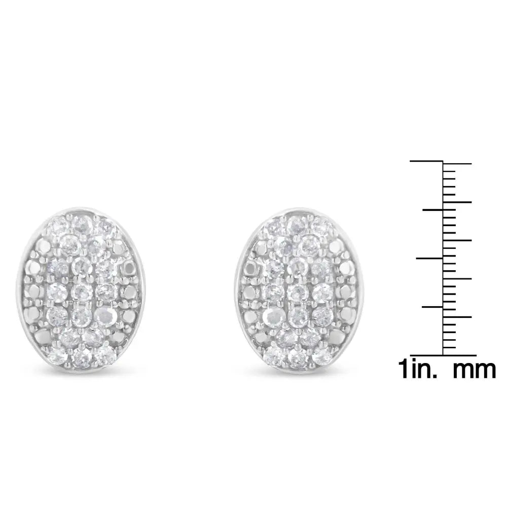 Sterling Silver Round Diamond Oval Cluster Earrings (1/2 cttw, I-J Color, I2-I3 Clarity) - Bijoux-NYC Direct