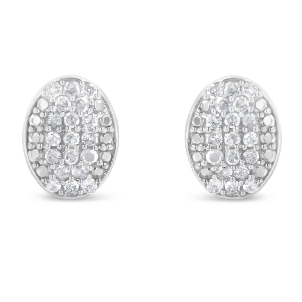 Sterling Silver Round Diamond Oval Cluster Earrings (1/2 cttw, I-J Color, I2-I3 Clarity) - Bijoux-NYC Direct