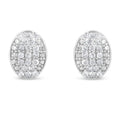 Sterling silver 1/2 cttw round diamond oval cluster stud earrings bijoux-nyc direct