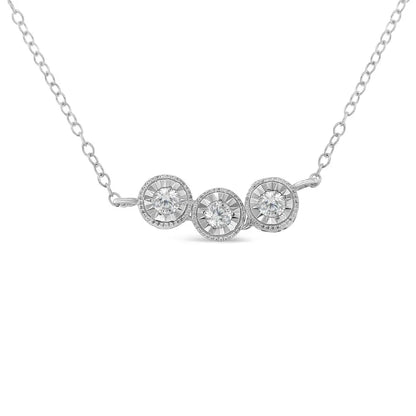 Sterling Silver Round Diamond Pendant Necklace (1/4 cttw, H-I Color, I2-I3 Clarity) - Bijoux-NYC Direct