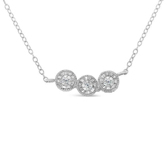 Sterling Silver Round Diamond Pendant Necklace (1/4 cttw, H-I Color, I2-I3 Clarity) - Bijoux-NYC Direct