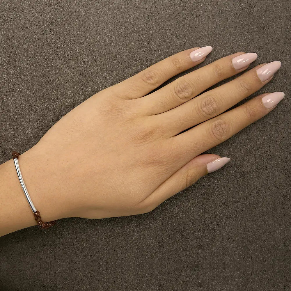 Sterling silver sand bead station bolo bracelet up to 8.5 inches bijoux-nyc direct