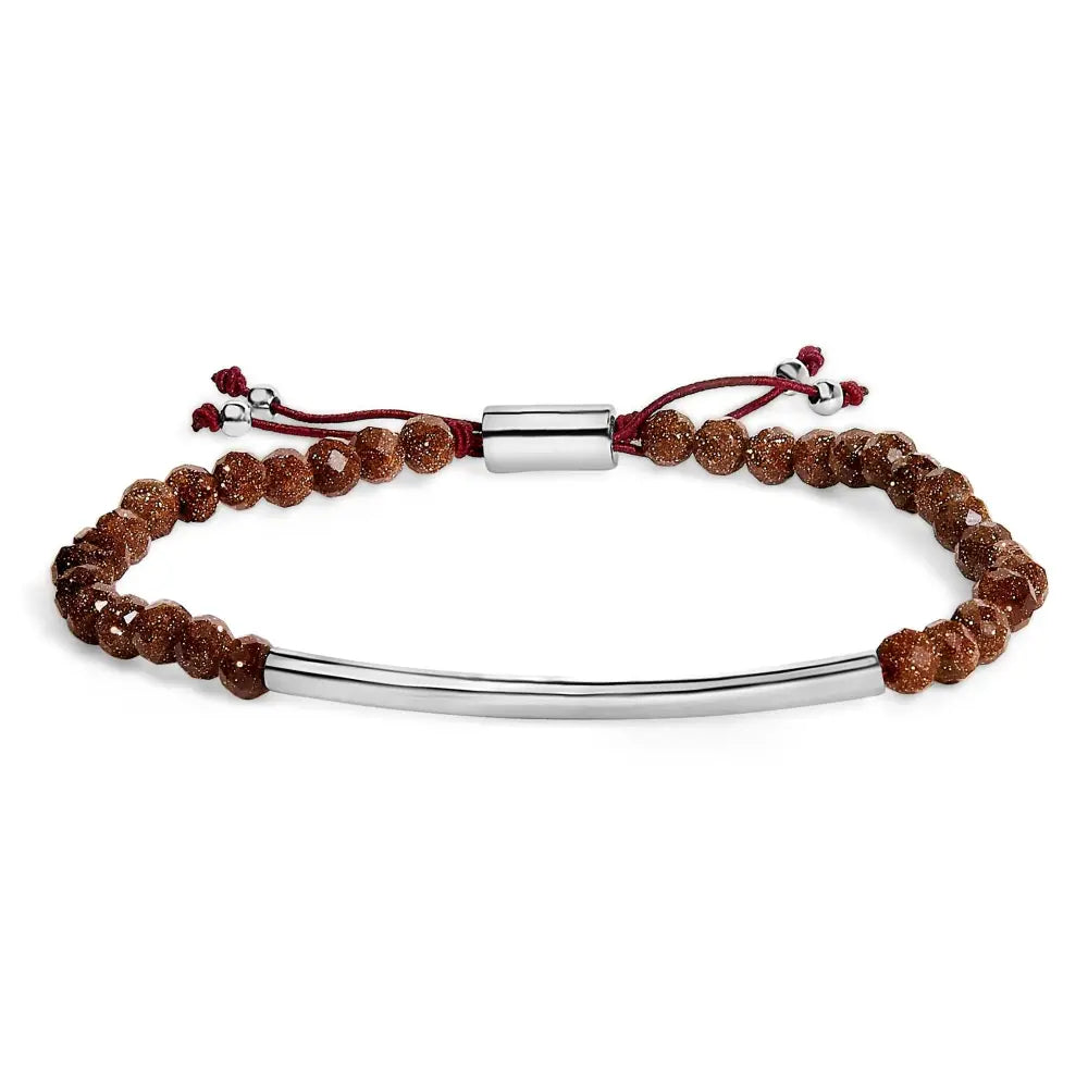 Sterling silver sand bead station bolo bracelet up to 8.5 inches bijoux-nyc direct