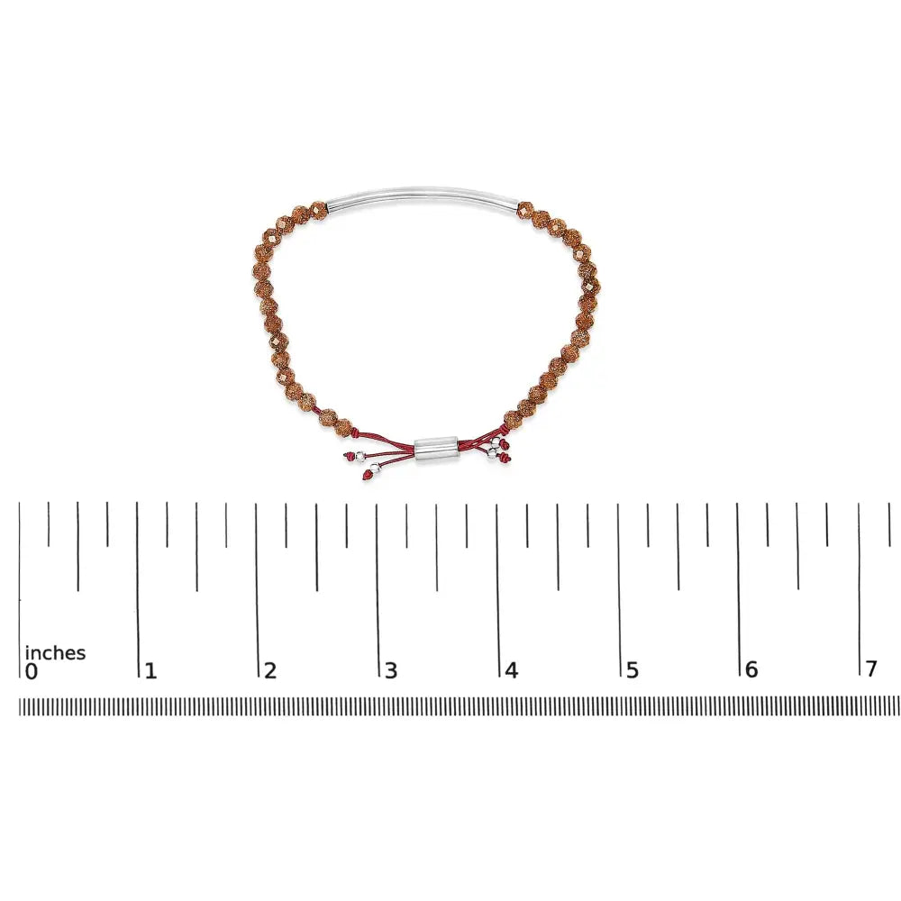 Sterling silver sand bead station bolo bracelet up to 8.5 inches bijoux-nyc direct