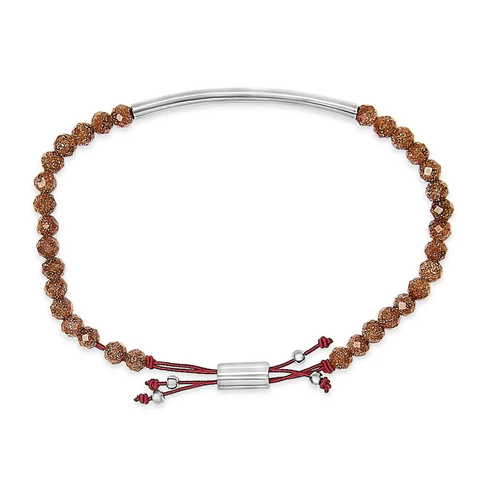Sterling silver sand bead station bolo bracelet up to 8.5 inches bijoux-nyc direct