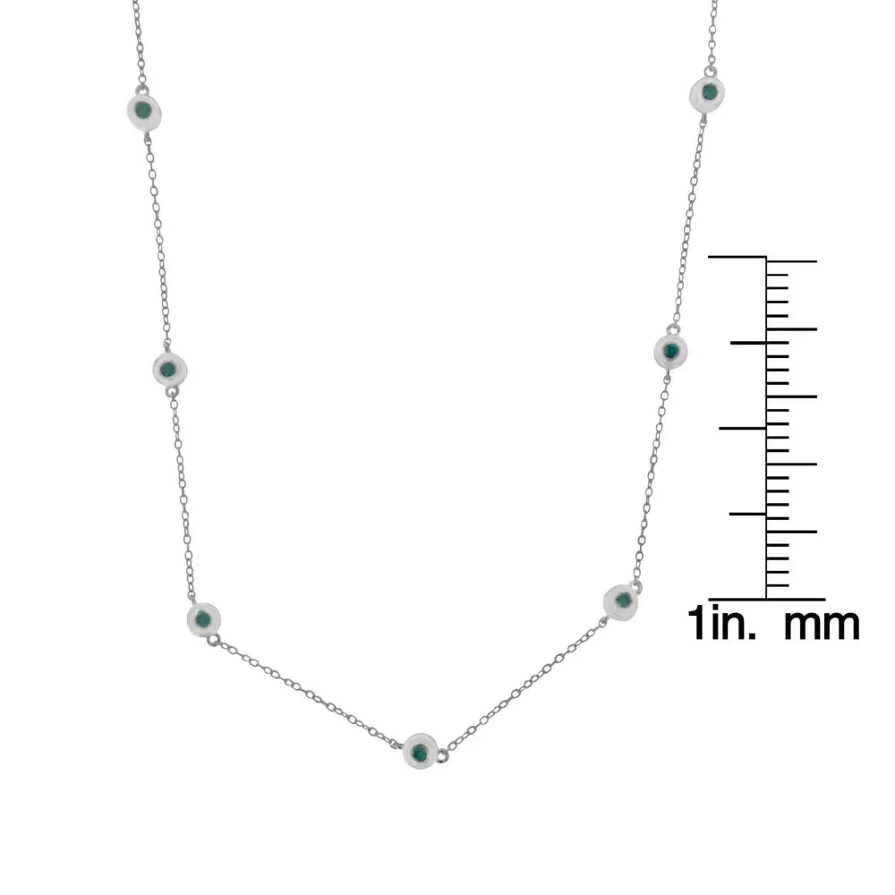 Sterling Silver Treated Diamond By Yard Necklace (3/4 cttw, Blue Color, I2-I3 Clarity) - Bijoux-NYC Direct