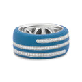 Sterling silver turquoise enamel 5/8 cttw diamond wide statement ring bijoux-nyc direct