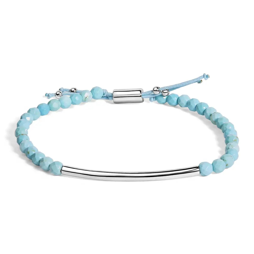 Sterling silver turquoise station adjustable bolo bracelet 8.5 inch bijoux-nyc direct