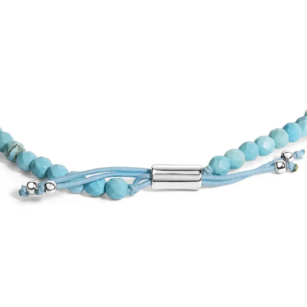 Sterling silver turquoise station adjustable bolo bracelet 8.5 inch bijoux-nyc direct