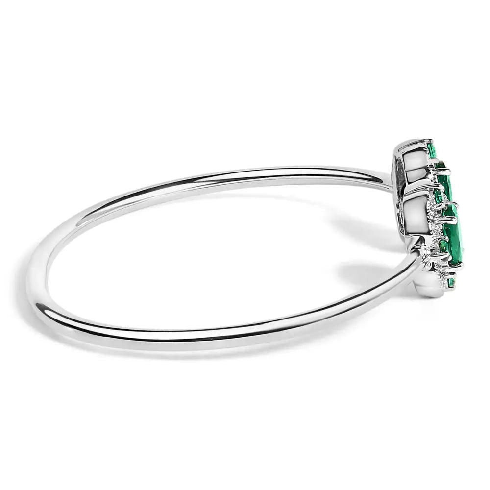 Sterling silver white topaz and emerald floral bangle bracelet bijoux-nyc direct