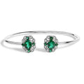 Sterling silver white topaz and emerald floral bangle bracelet bijoux-nyc direct