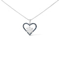 Blue diamond heart and snowflake pendant in sterling silver 1/10 cttw bijoux-nyc direct