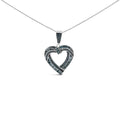1 carat blue diamond open heart sterling silver pendant necklace bijoux-nyc direct