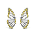 Treated yellow diamond butterfly stud earrings in sterling silver 1/6 cttw bijoux-nyc direct