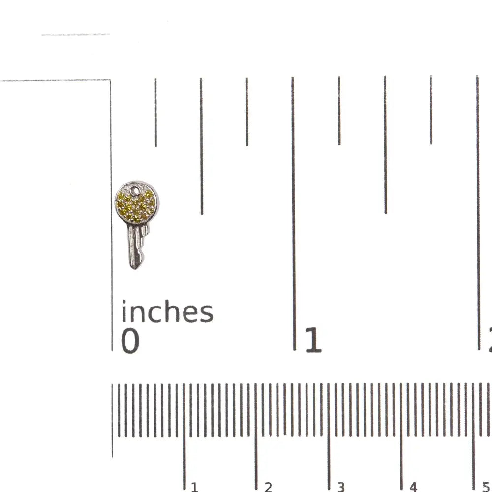 Treated yellow diamond key stud earrings in sterling silver 1/6 cttw bijoux-nyc direct