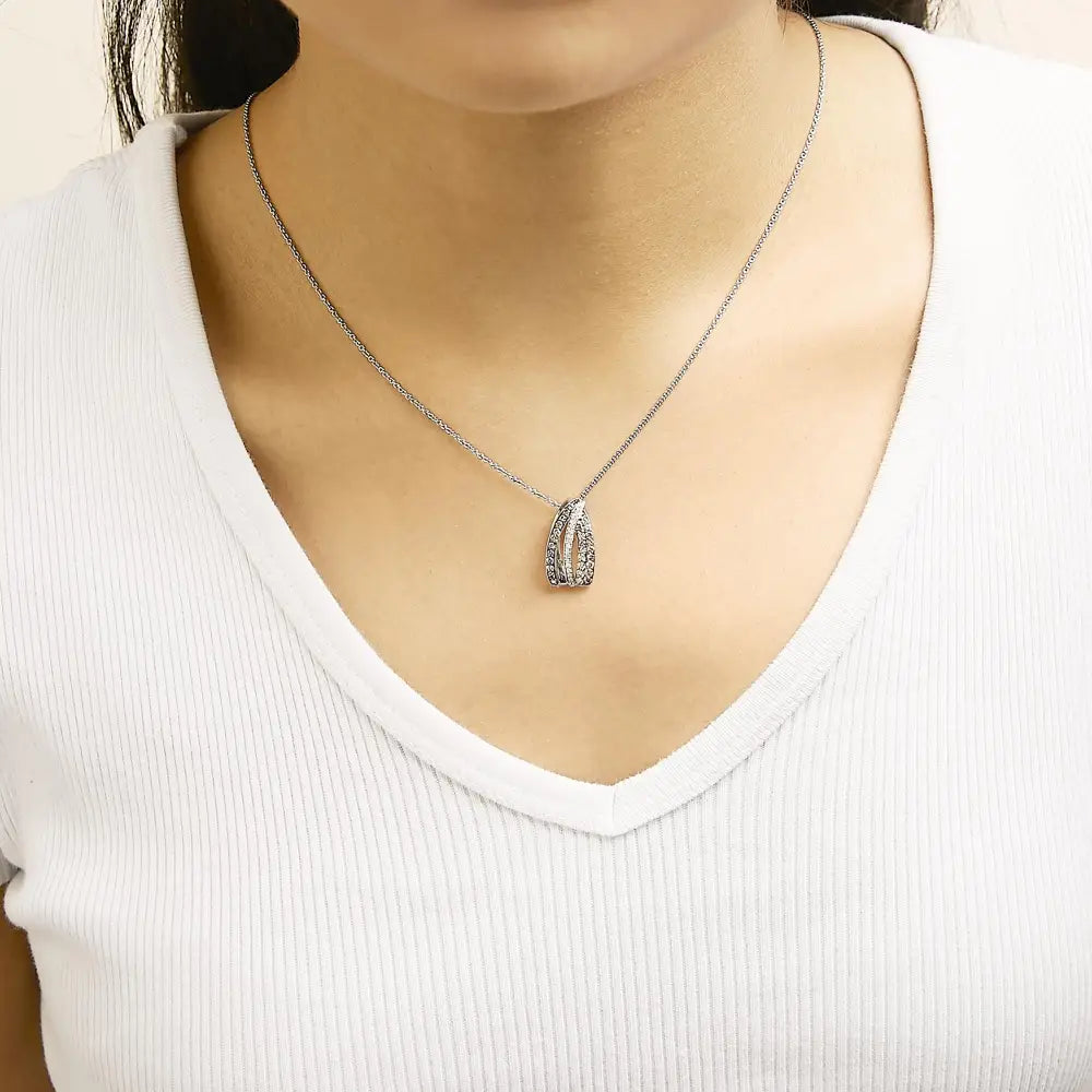 Tri-tone sterling silver 1/2 cttw white and brown diamond pendant necklace bijoux-nyc direct