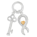 Diamond key pendant necklace in two tone.925 sterling silver 1/6 cttw bijoux-nyc direct