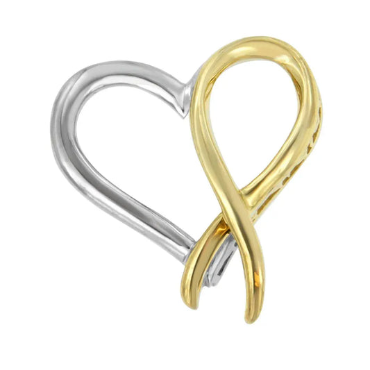 Two-tone .925 Sterling Silver Heart-shaped Pendant Necklace - Bijoux-NYC Direct