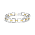 Two-tone sterling silver diamond accent open box link bracelet 7 inch bijoux-nyc direct