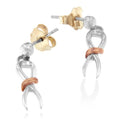 Two-toned sterling silver and 10k gold awareness ribbon dangle earrings bijoux-nyc direct