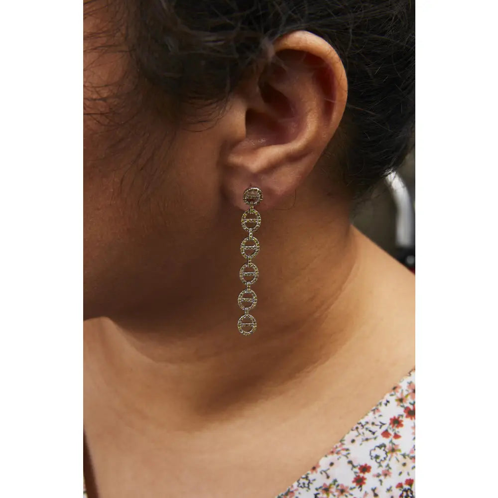 Yellow diamond linked circle drop earrings in sterling silver 1.0 cttw bijoux-nyc direct