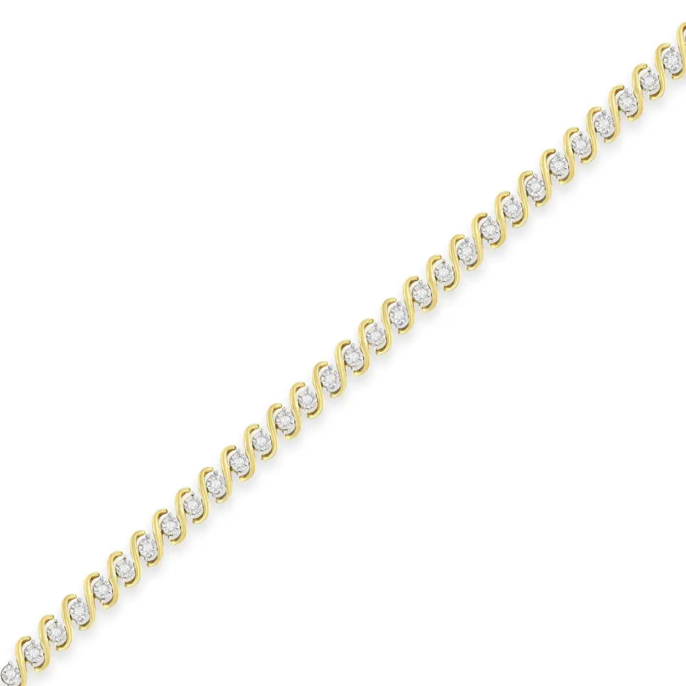 Yellow Plated Sterling Silver Round-Cut Diamond Bracelet (0.5 cttw, H-I Color, I2-I3 Clarity) - Bijoux-NYC Direct