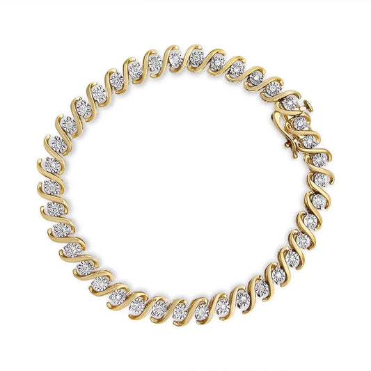 Yellow Plated Sterling Silver Round-Cut Diamond Bracelet (0.5 cttw, H-I Color, I2-I3 Clarity) - Bijoux-NYC Direct