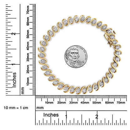 Yellow Plated Sterling Silver Round-Cut Diamond Bracelet (0.5 cttw, H-I Color, I2-I3 Clarity) - Bijoux-NYC Direct