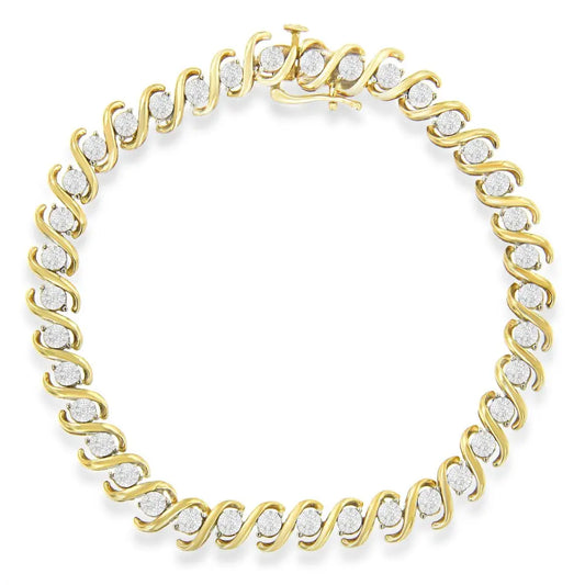 Yellow Plated Sterling Silver Round-Cut Diamond Bracelet (0.5 cttw, H-I Color, I2-I3 Clarity) - Bijoux-NYC Direct