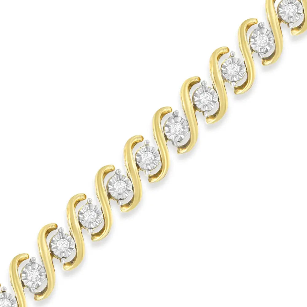 Yellow Plated Sterling Silver Round-Cut Diamond Bracelet (0.5 cttw, H-I Color, I2-I3 Clarity) - Bijoux-NYC Direct